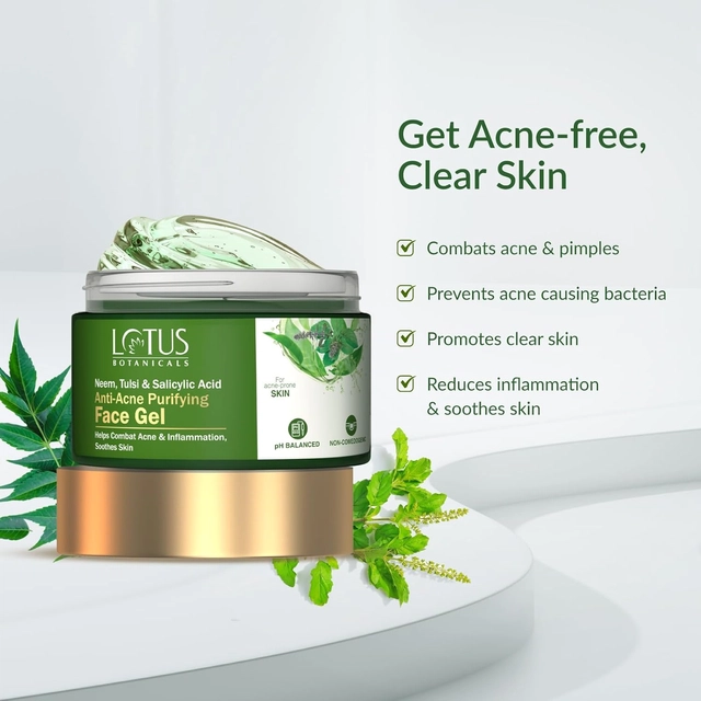 Lotus Botanicals Neem, Tulsi & Salicylic Acid Anti-Acne Purifying Face Gel (50 g)