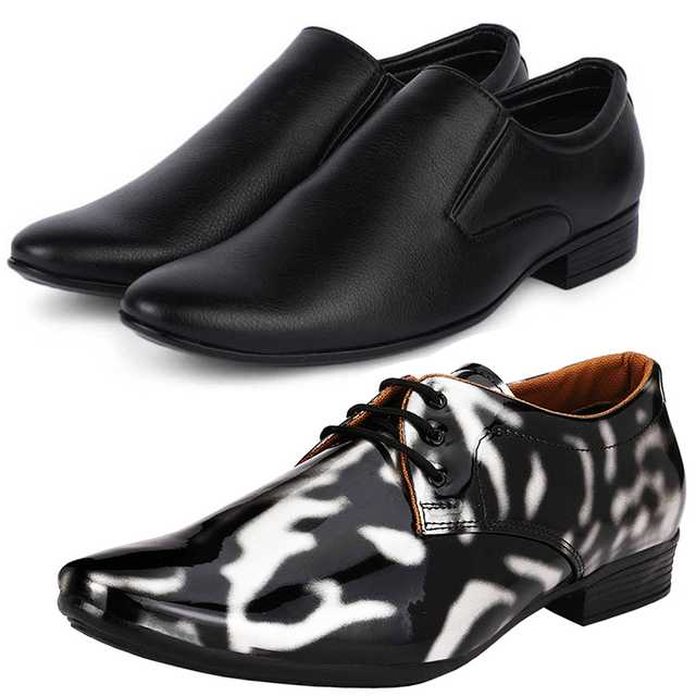 Vitoria Formal Shoes Combo For Men And Boys (Pack Of 2) (Multicolor, 10) (V-53)