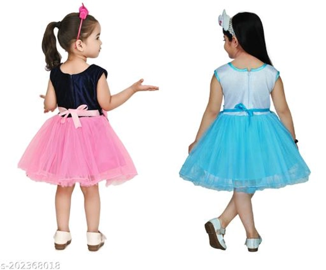 Net Frock for Girls (Multicolor, 6-12 Months) (Pack of 2)