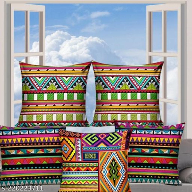 Jute Cushion Covers (Multicolor, 16x16 inches) (Pack of 5)