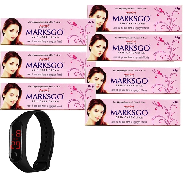 Marks-Go 7 Pcs Face Cream (15 g) with Digital Watch (Black) (Set of 2)