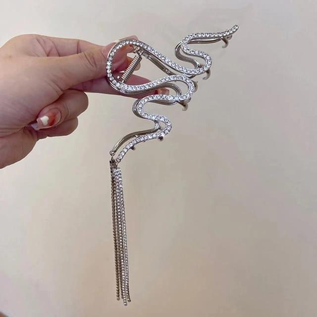 Designer Snake Shaped Hair Clip for Women & Girls (Silver)