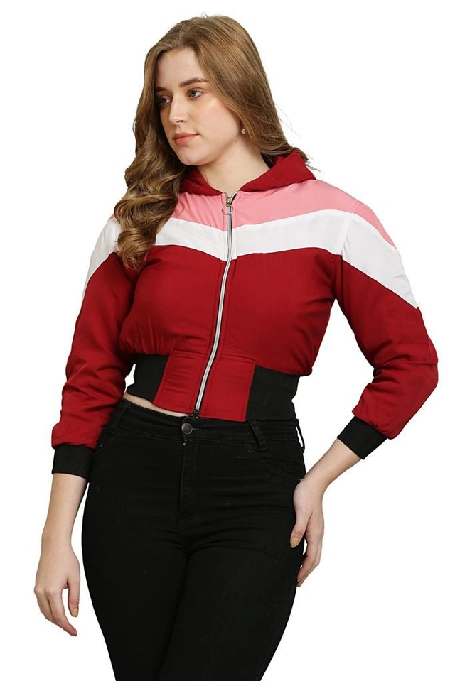 Fleece Colourblocked Jacket for Women (Multicolor, XL)