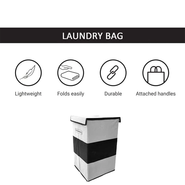 Crafty Craft 3 Line Grey Mix Black 75 L Laundry Basket for Clothes & Toys With Lid & Side Handles Durable Foldable and Collapsible Laundry storage Bag for Dirty Clothes (Pack of 1)