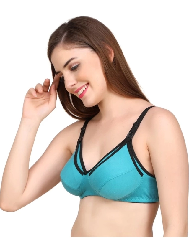 Polycotton Non Padded Bras for Women (Multicolor, 32) (Pack of 3)