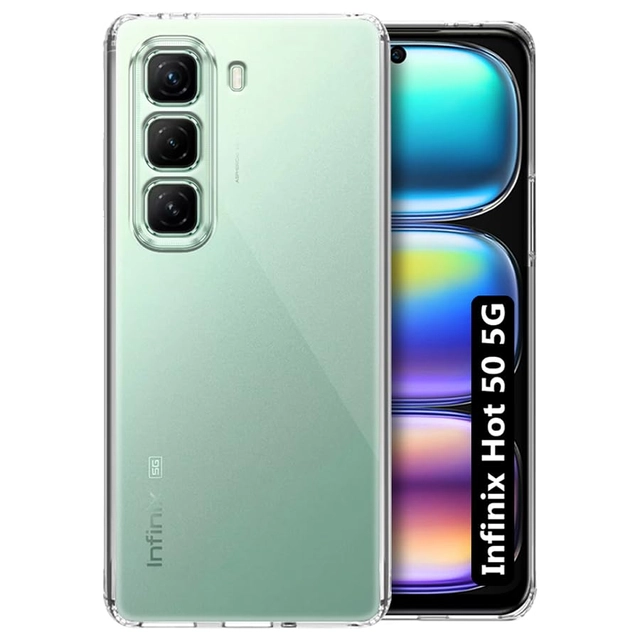 Silicone Mobile Back Cover for Infinix Hot 50 5G (Transparent)