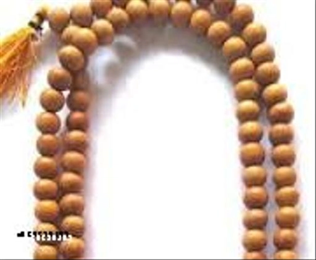 Sandal Wood Beads Jap Mala (White & Brown)