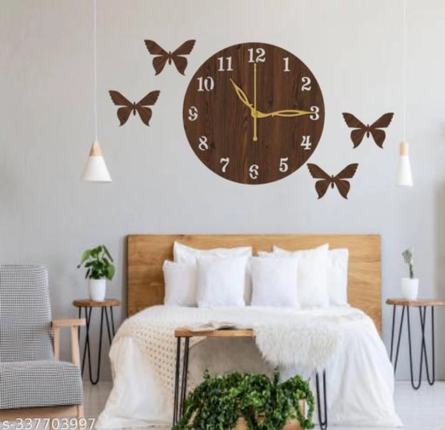 Wooden Wall Clock for Home (Brown)