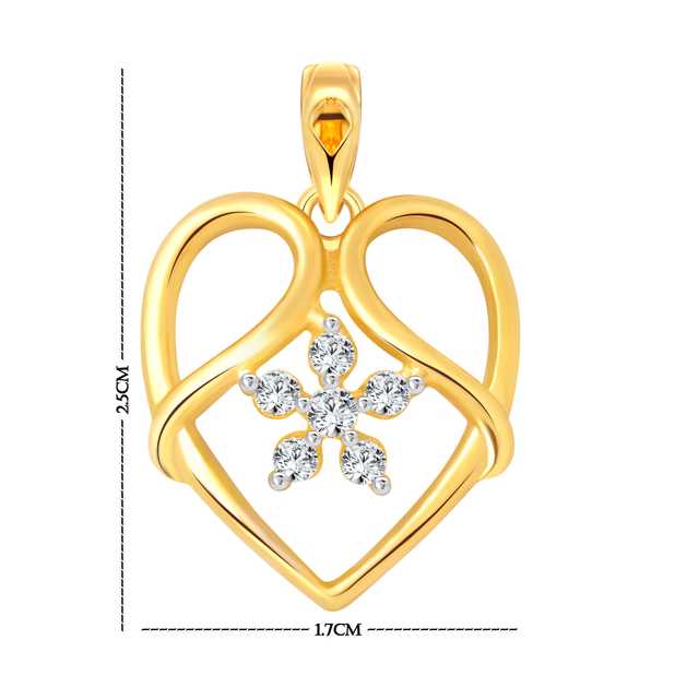 Vighnaharta Alloy Majestic Flower Heart Gold & Rodium Plated Pendant With Chain For Women & Girls (Gold & Silver) (VF-88)