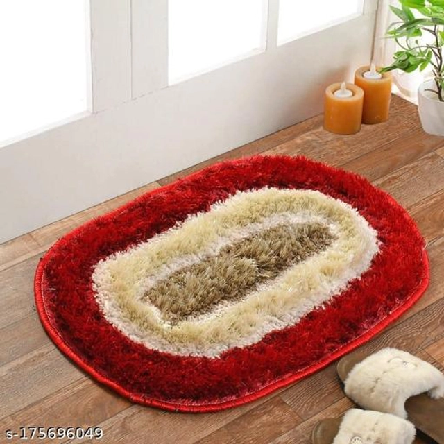 Cotton Door Mat (Maroon & Cream, 16x24 inches)