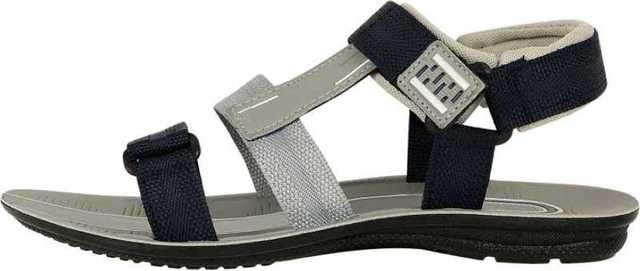 Ligera Men's Stylish Synthetic Leather Casual Sandals (Grey & Black, 8) (L-28)