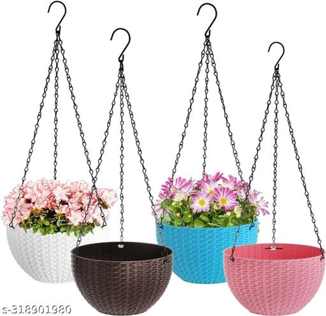 Plastic Hanging Planters (Multicolor Pack of 5)