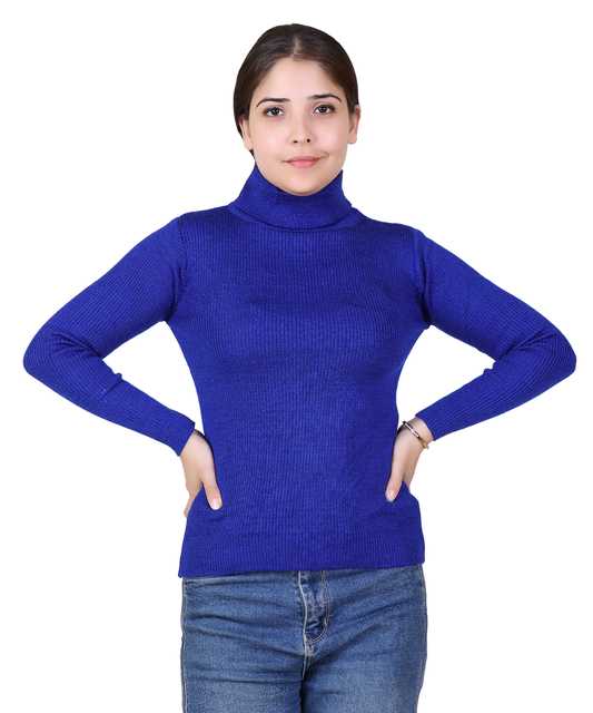 Women's Full Sleeves Sweater (Blue, L) (M402)