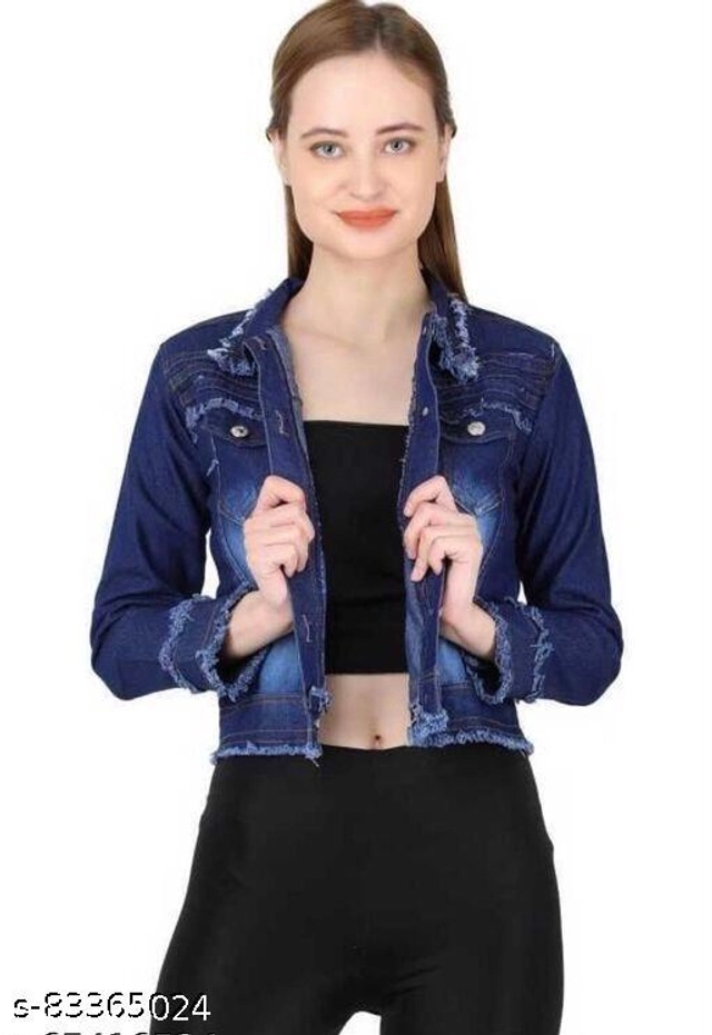 Full Sleeves Solid Jacket for Women & Girls (Blue, S)