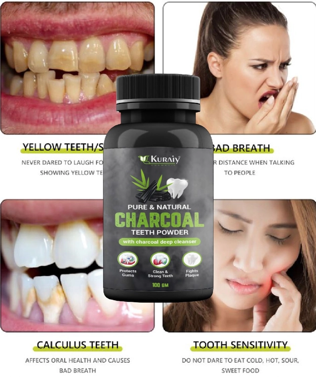 Kuraiy Cosmetic Pure & Natural Charcoal Teeth Powder (100 g)