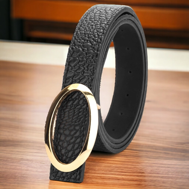 Artificial leather Belt for Women (Black, Free Size)