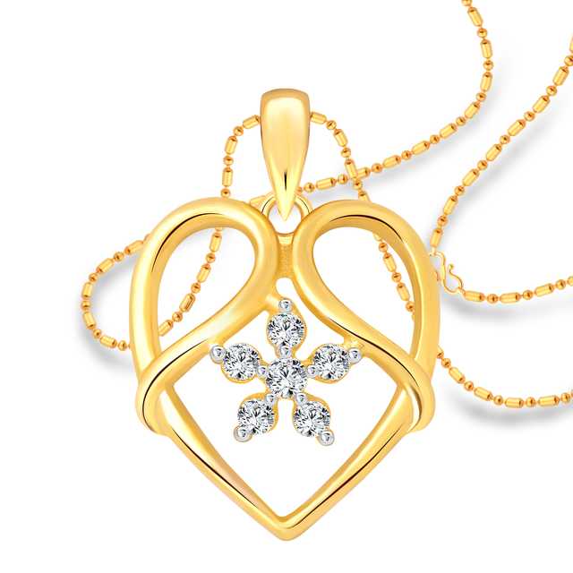 Vighnaharta Alloy Majestic Flower Heart Gold & Rodium Plated Pendant With Chain For Women & Girls (Gold & Silver) (VF-88)