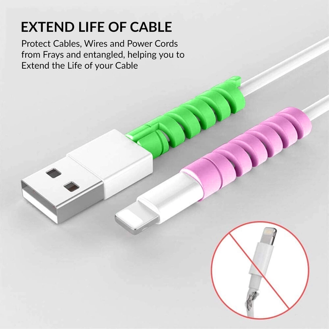 Rubber Spiral Mobile Charging Cable Protector (Multicolor, Pack of 20)