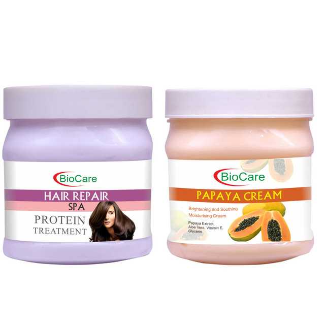 Combo Of Biocare Hair Repair Spa Cream (500 ml) With Biocare Papaya Cream (500 ml) (O-1565)