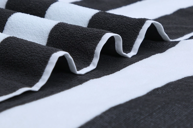 Cotton Bath Towel (Black & White, 24x51 inches)