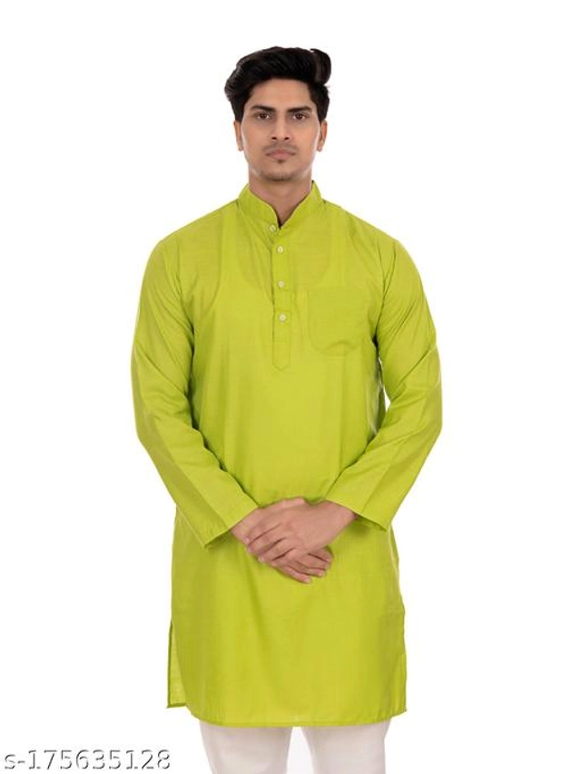 Cotton Blend Kurta for Men ( Green, S)