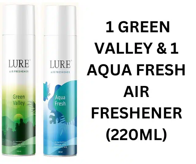 Lure Green Valley with Aqua Fresh Air Freshener (Pack of 2, 220 ml)