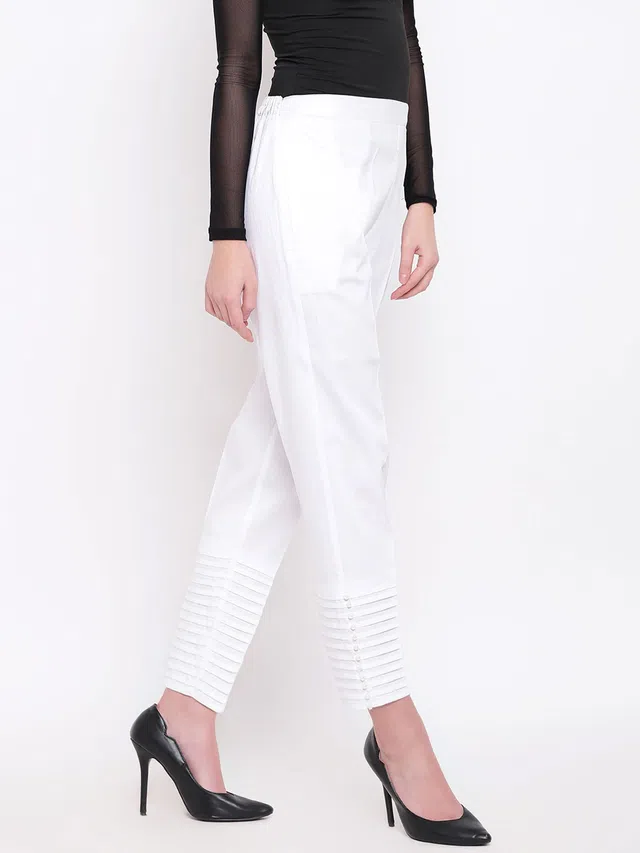 Women's Trouser (White, 42) (I127)