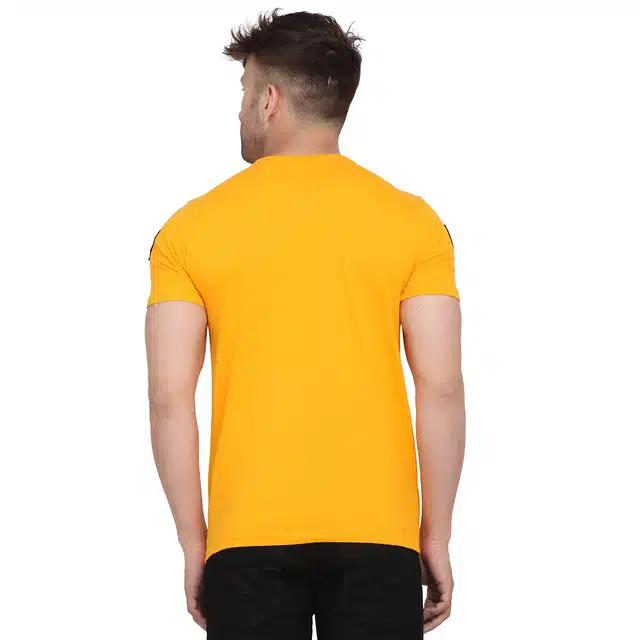Men Solid Round Neck T-shirt (Yellow, XL) (RSC-23)