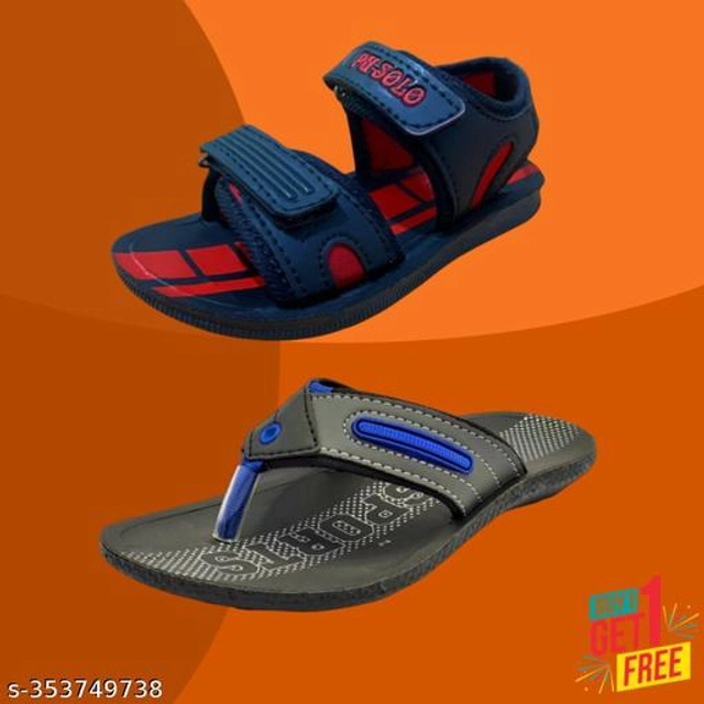 Sandal with Flipflop for Boys (Multicolor, 4-5 Years) (Pack of 2)