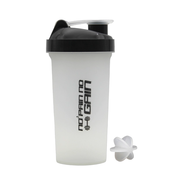 Plastic Gym Shaker Bottle with Blender Ball (White & Black, 700 ml)