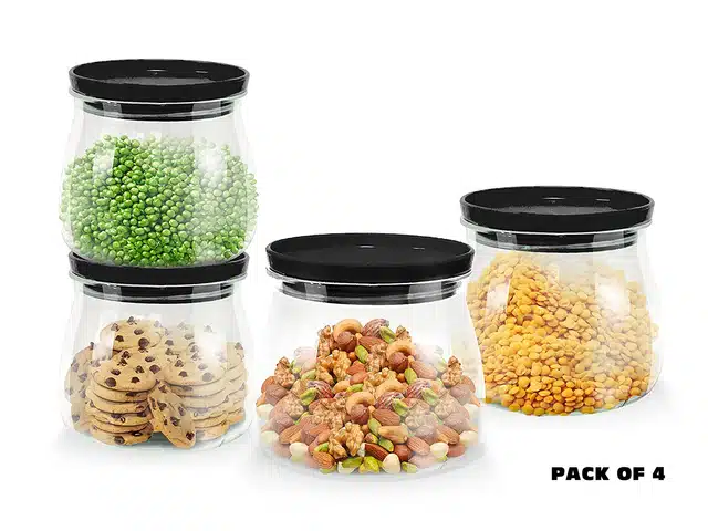 Airtight Food Container (Pack of 4) (Black, 4X900 ml)
