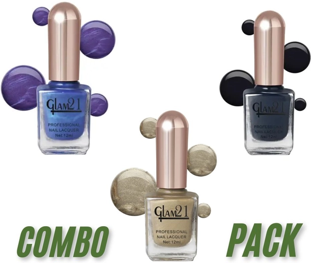 Glam21 Nail Polish (Multicolor, Pack of 3)