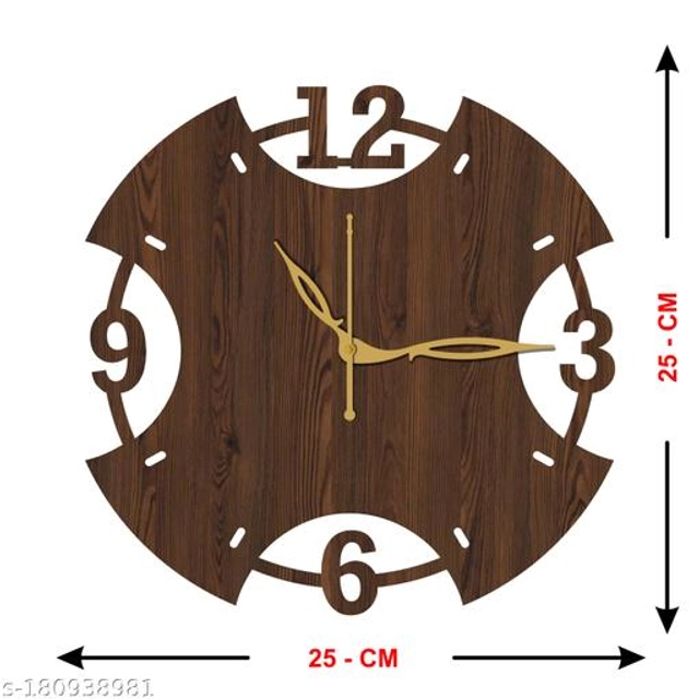 Wooden Wall Clock for Home (Brown)