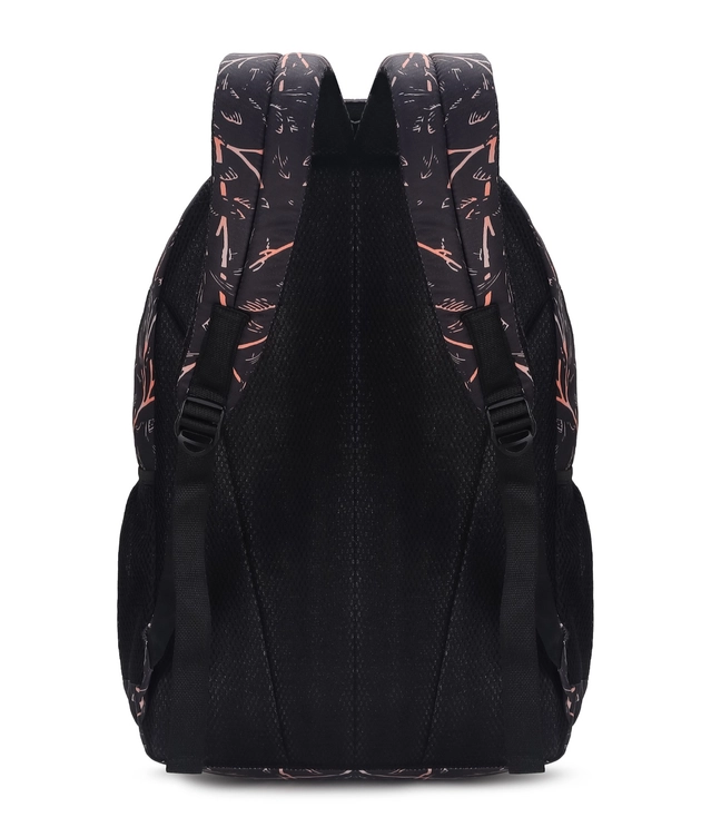 Polyester Printed Backpack for Women & Girls (Black, 32 L)