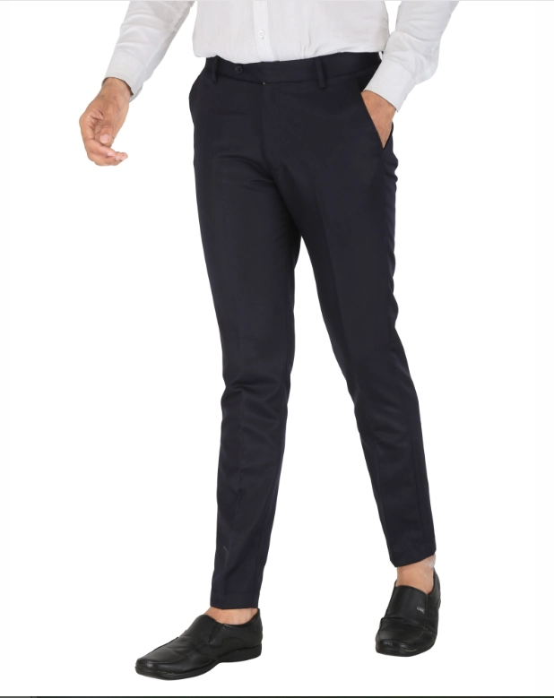 Poly Viscose Solid Trouser for Men (Navy Blue, 28)