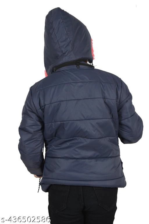 Nylon Jacket for Girls (Navy Blue, 1-2 Years)