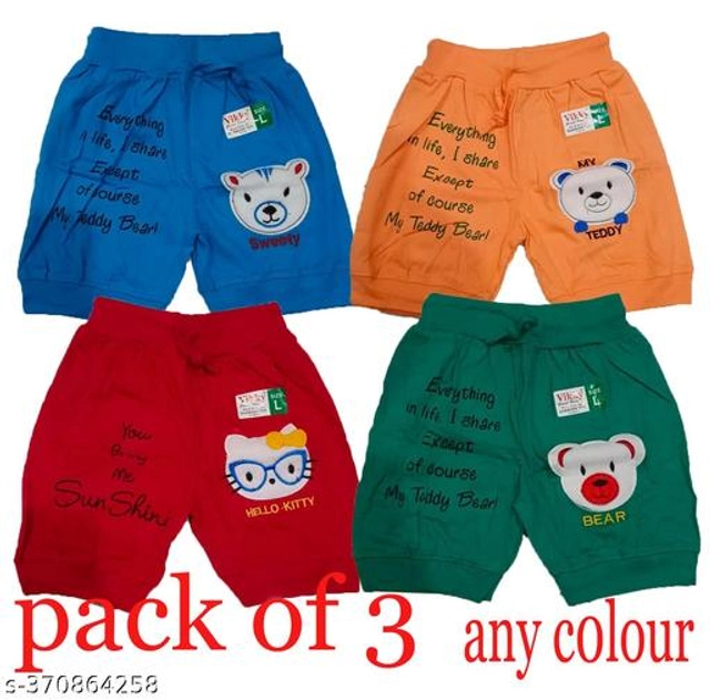 Cotton Shorts for Girls (Multicolor, 0-1 Years) (Pack of 3)