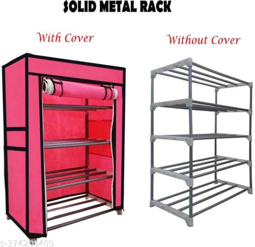 Metal 4 Layer Collapsible Multipurpose Rack (Pink)