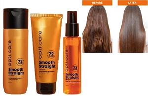 Opti.care Smooth Straight Shampoo (200 ml) with Conditioner (98 g) & Serum (100 ml) (Set of 3)