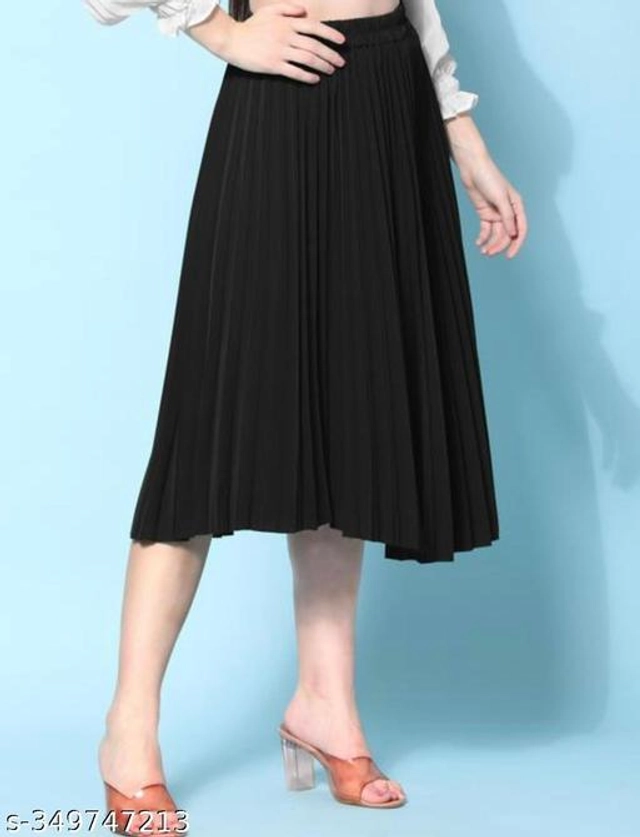 Crepe Skirts for Women (Black, 28)