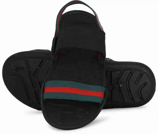 Sandals for Men (Black & Green, 6)