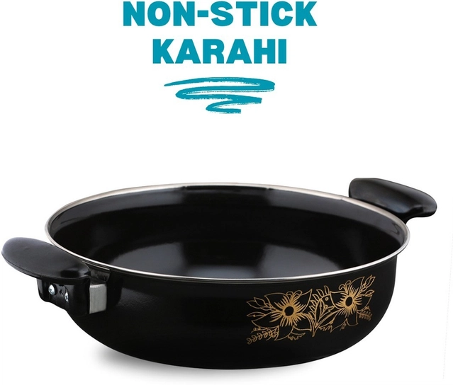 Cast Iron Kadai (Black, 28 cm)