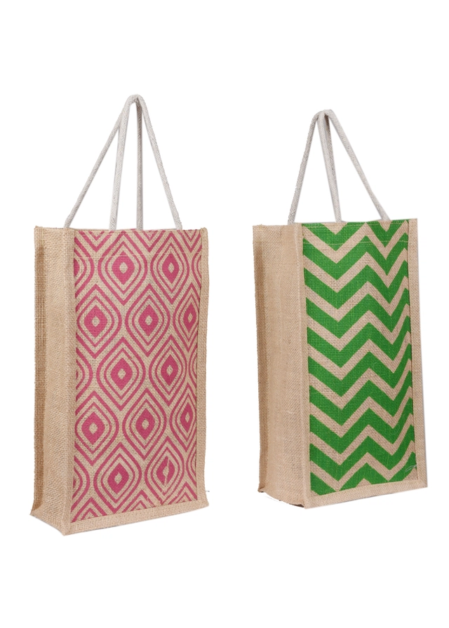 Jute Water Bottle Bag (Multicolor, Pack of 2)