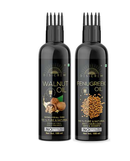 Desi Crew Pure Walnut Oil & Fenugreek Oil For Skin, Body & Hair Care (Pack Of 2, 100 ml) (KGE-531)