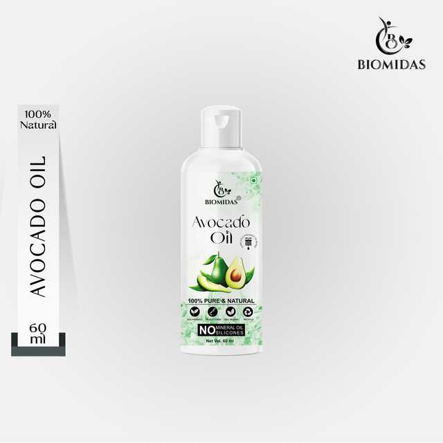 Biomidas 100% Pure & Natural Premium Quality Non-Sticky Avocado Oil For Frizz Free Stronger Hair (60 ml) (G-907)