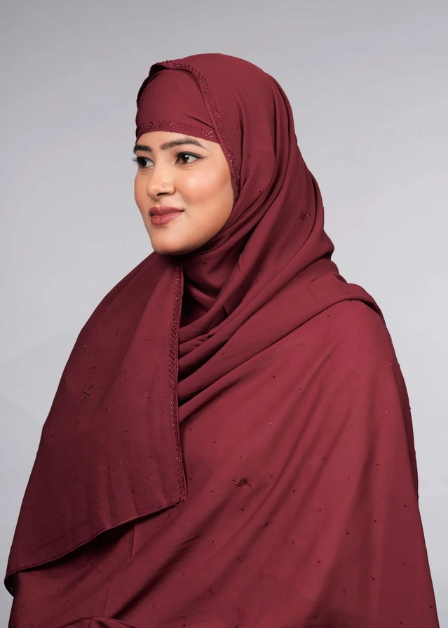 Chiffon HIjab for Women (Maroon, Free Size)