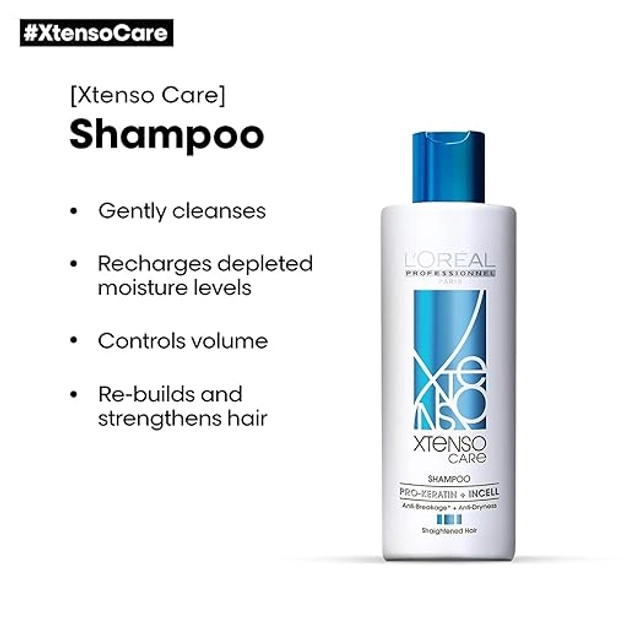 L'Oreal Professionnel Xtenso Care Shampoo For Straightened Hair, 250 Ml |Xtenso Care Mask, 196 Gm | Shampoo & Mask For Starightened Hair And And Smooth Hair, Combo Of 2