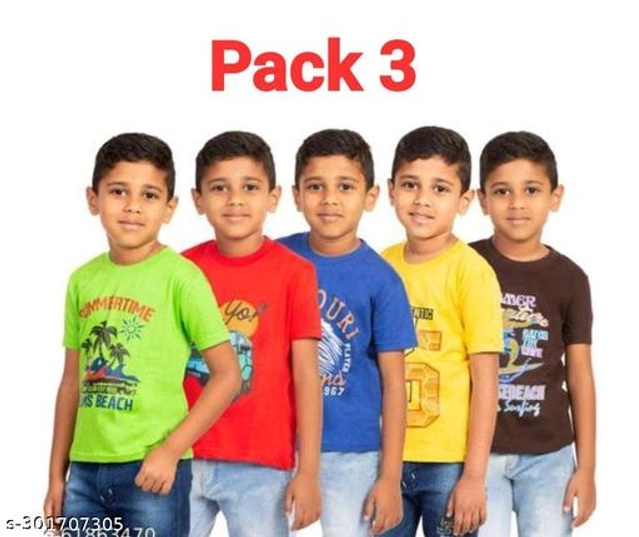 Round Neck T-Shirts for Boys (Multicolor, 2-3 Years) (Pack of 3)