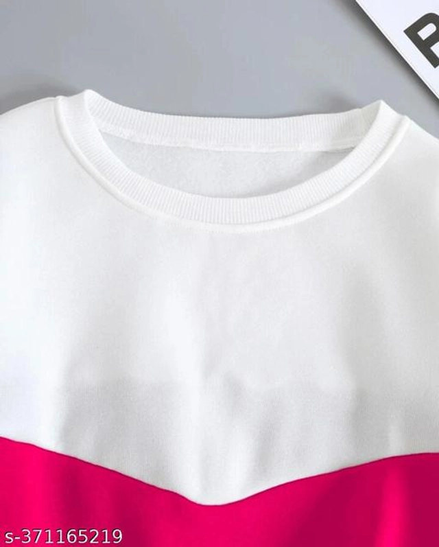 Fleece Sweatshirt for Women (White & Pink, S)