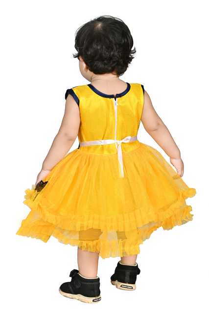 Maruf Dresses Round Neck Below Knee Frocks For Little Girl (Yellow, 9 - 24 Month) (M-6)